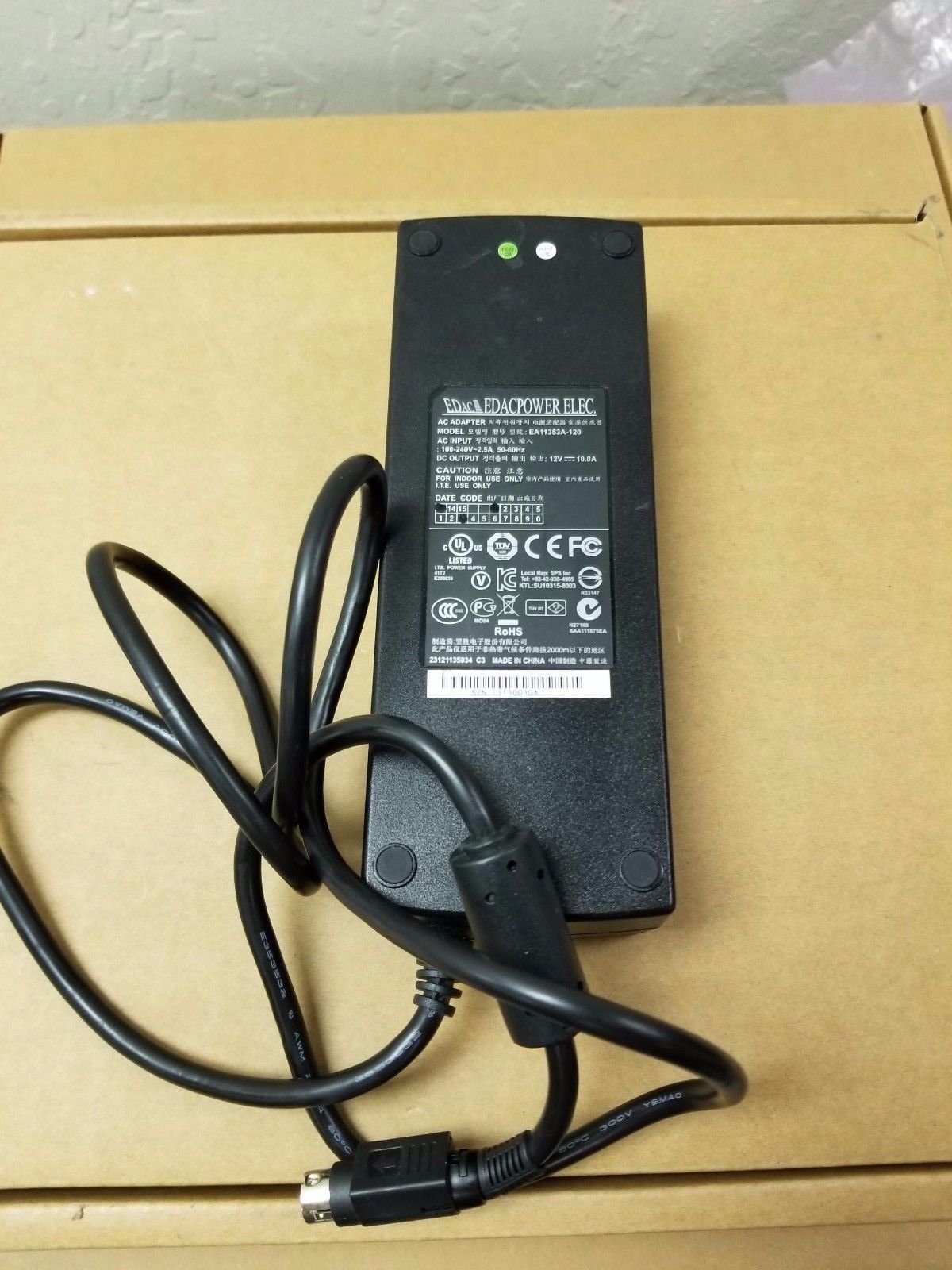 New EDAC EA11353A-120 12V 10A 4 Pin AC Adapter Power Supply